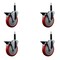 Service Caster 5'' Red Poly Swivel 3/4'' Expanding Stem Caster Set with Brake, 4PK SCC-EX20S514-PPUB-RED-PLB-34-4 - alternate 1